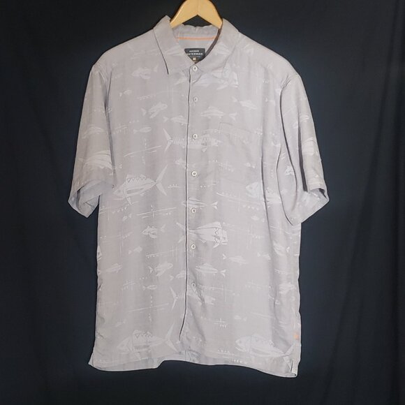 Quiksilver Waterman Collection Fish Design SS BF Shirt - Gray - Sz L* - Picture 1 of 5